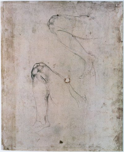 Sistine Chapel Ceiling: Two Sketches of the Right Leg of Eve from the Scene of The Original Sin by Michelangelo Buonarroti
